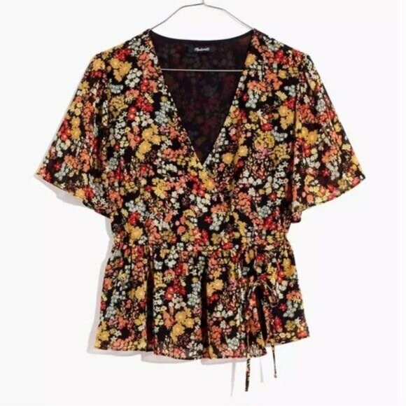 Madewell Short Sleeve Peplum Wrap Top - XS - Picture 1 of 7